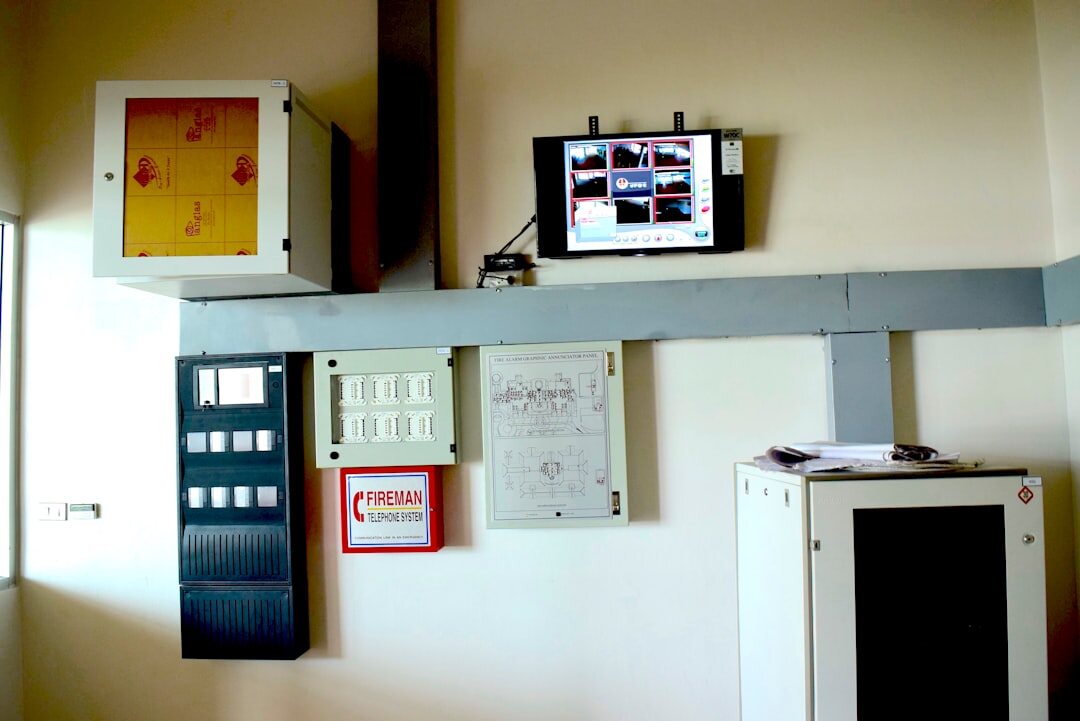 Wall of monitors displaying live camera feeds in a control room